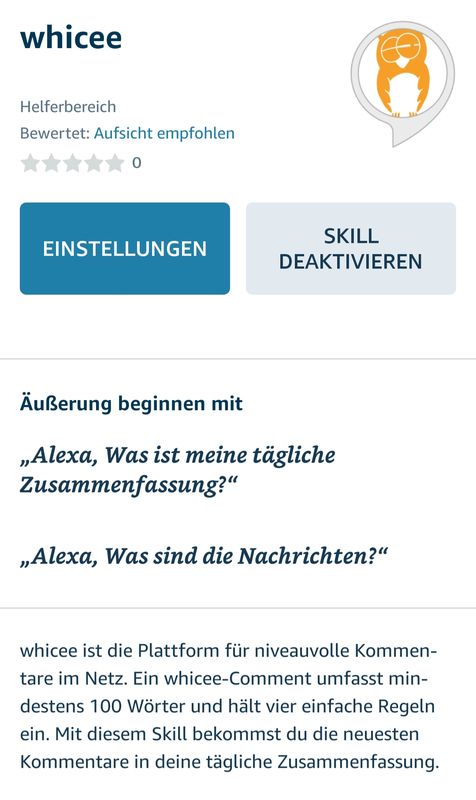Alexa Skill for whicee