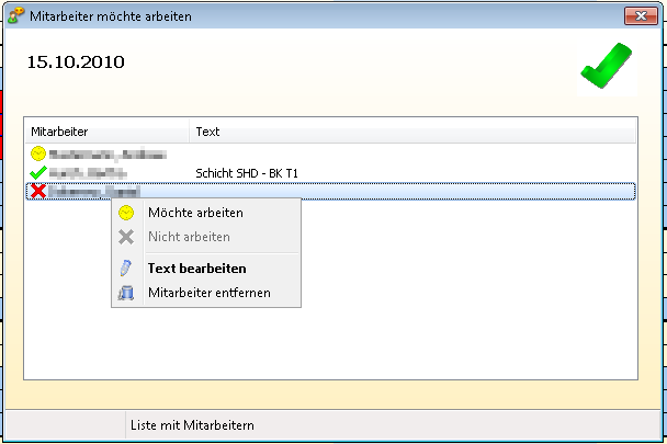 Mitarbeiterwünsche