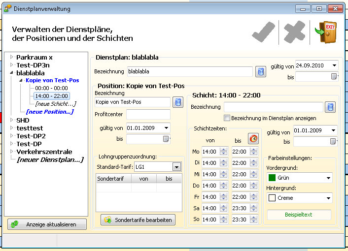 Dienstpläne bearbeiten